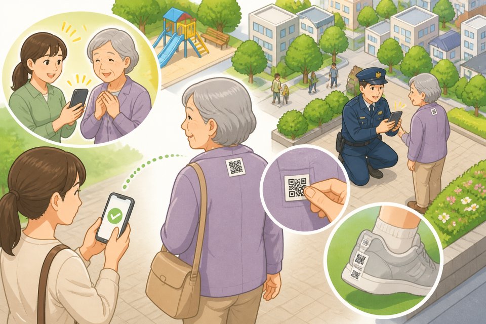 高齢者の衣服・靴にQRコード活用！迷子・置き忘れ対策の新常識